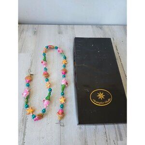 Radko flamingo shell keys Garland RARE vintage Glass Pink glitter gold Xmas tree